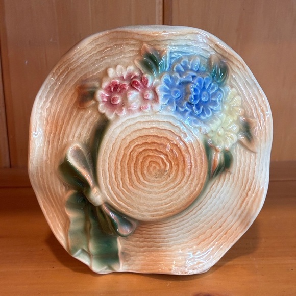 Vintage Royal Copley Straw Hat Wall Pocket - Picture 1 of 9